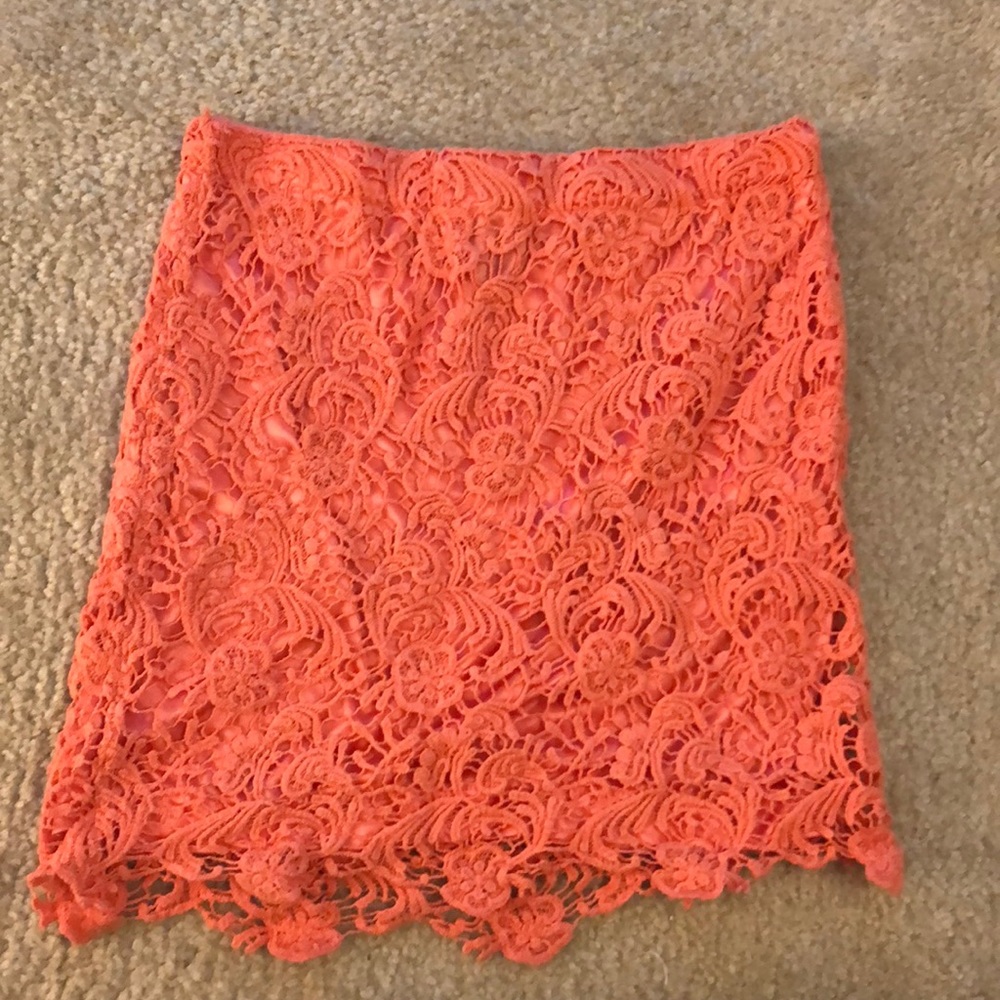 Coral and lace skirt